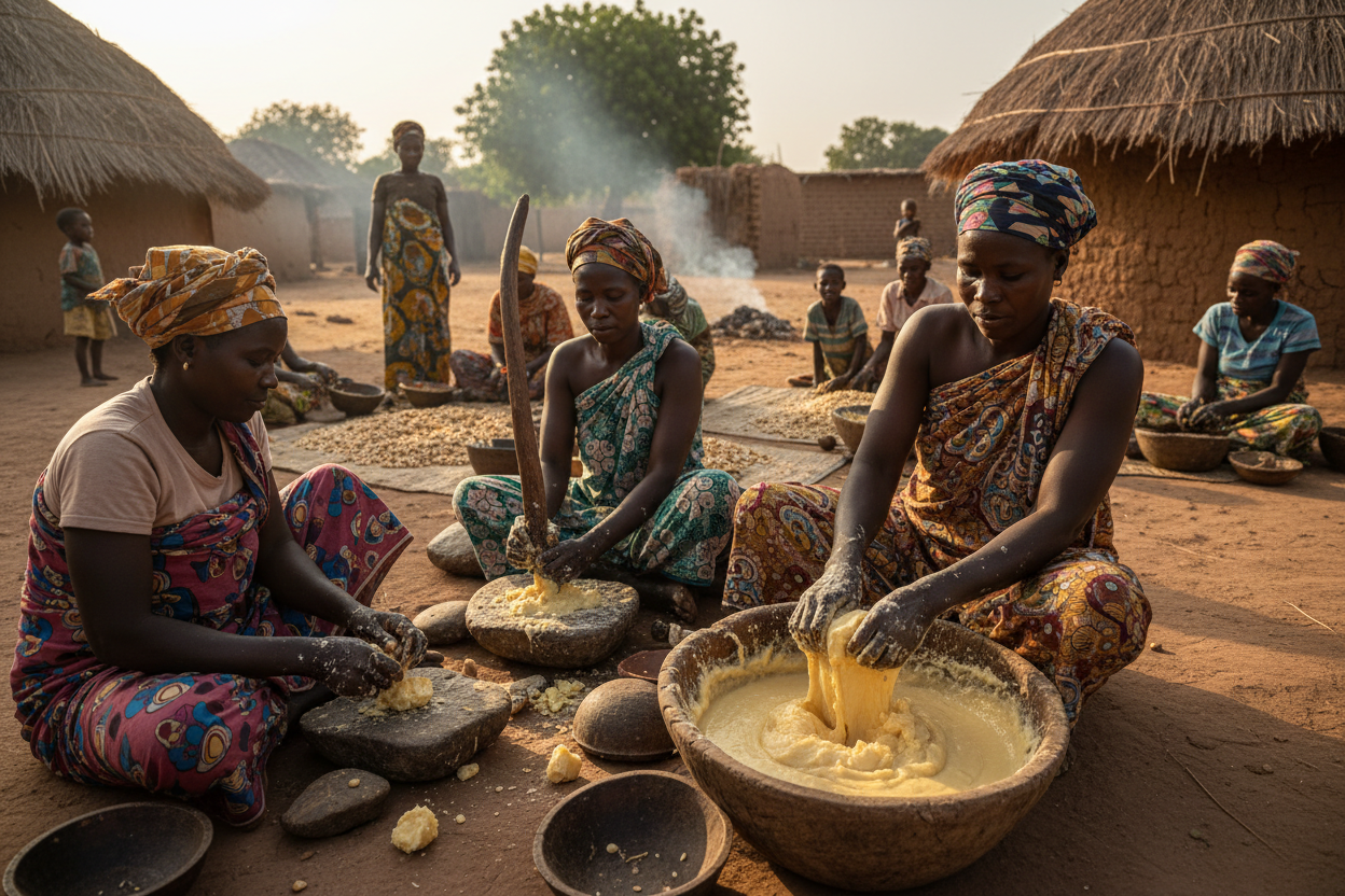 African women crafting shea butter